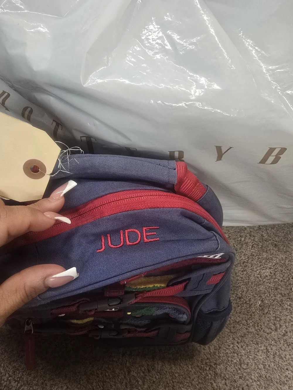 Pottery Barn Kids Navy Blue Fire Truck Backpack with Red Accents